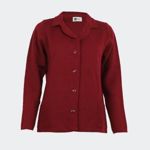 Chaqueta punto mujer cuello solapa y bolsillos