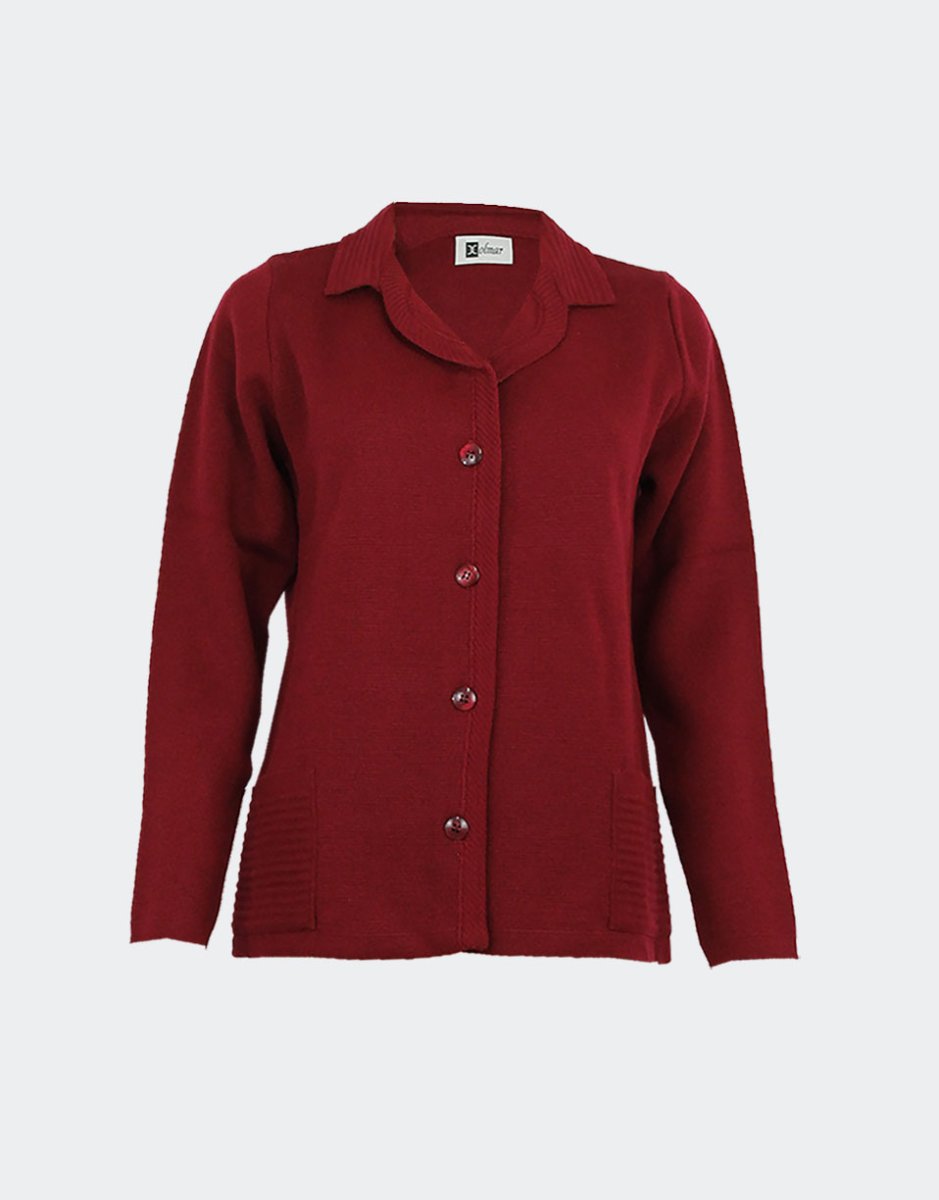 Chaqueta punto mujer cuello solapa y bolsillos