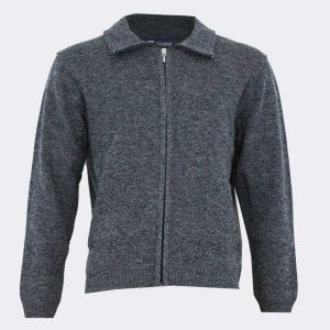 Chaqueta de hombre punto jaspeado con cremallera y bolsillos