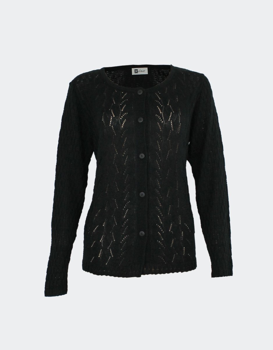 Chaqueta mujer punto calado cuello redondo con botones. VERANO - Imagen 4
