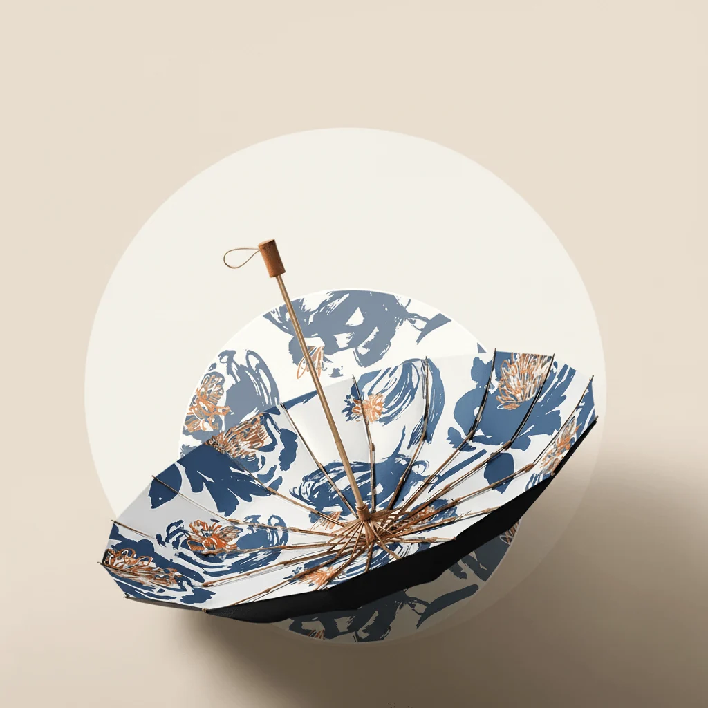 Retro-style Three-fold Manual Umbrella UPF50+ - Imagen 4