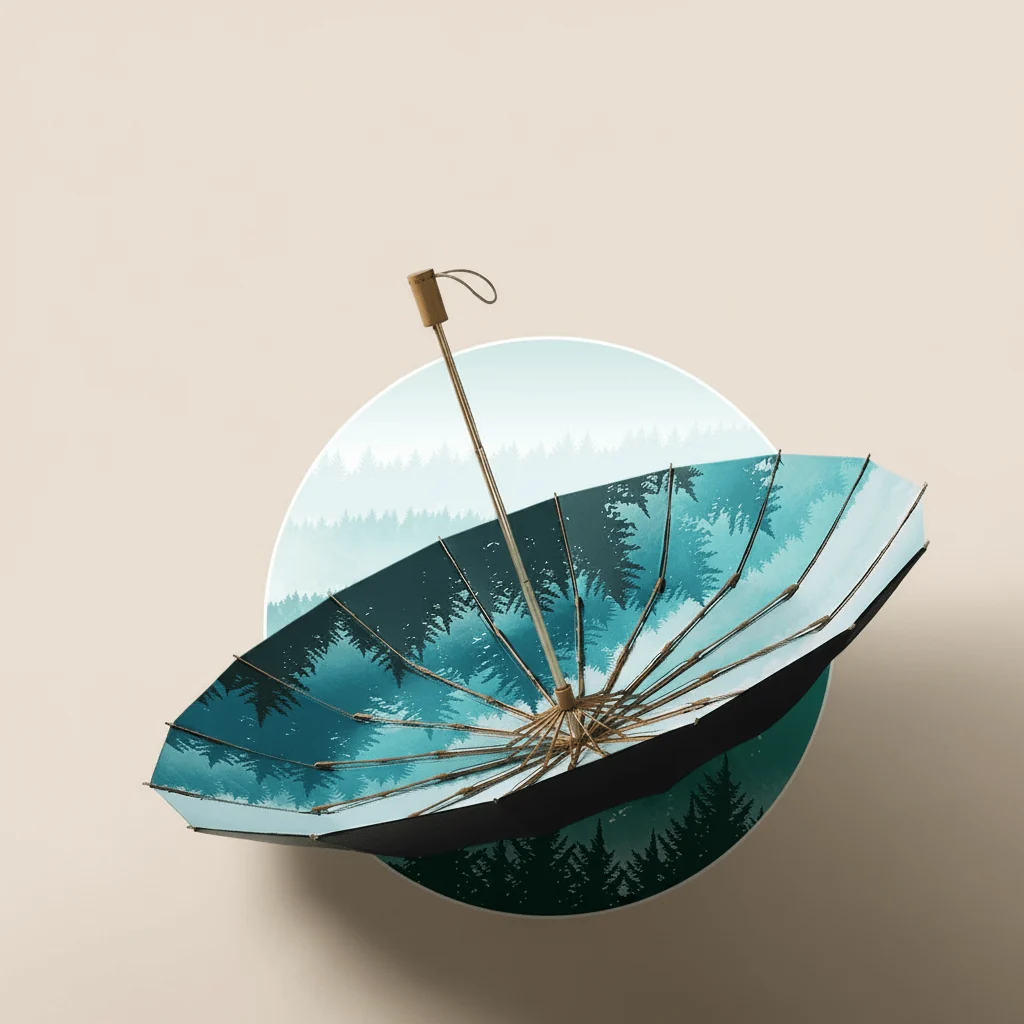 Retro-style Three-fold Manual Umbrella UPF50+ - Imagen 6