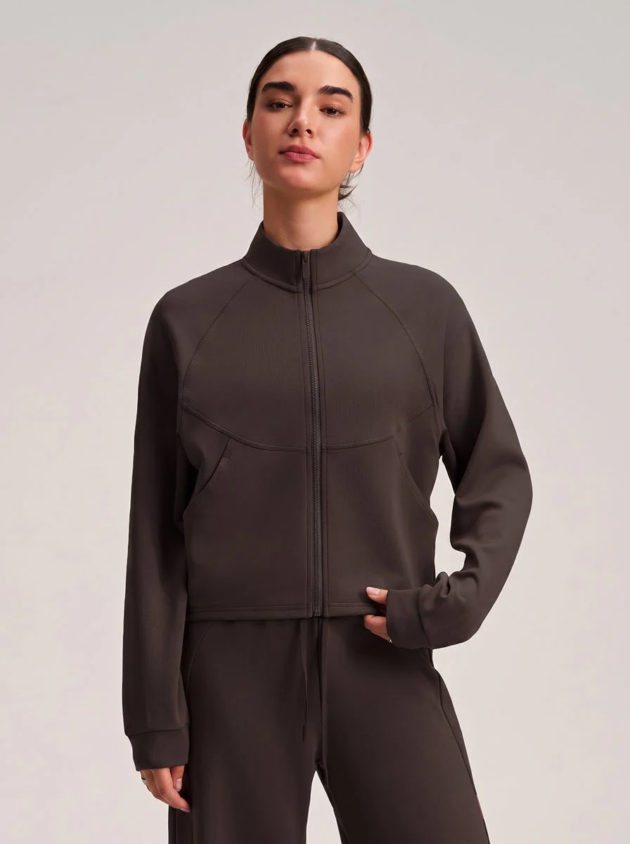 Cropped Stand Collar Athletic Jacket - Imagen 7