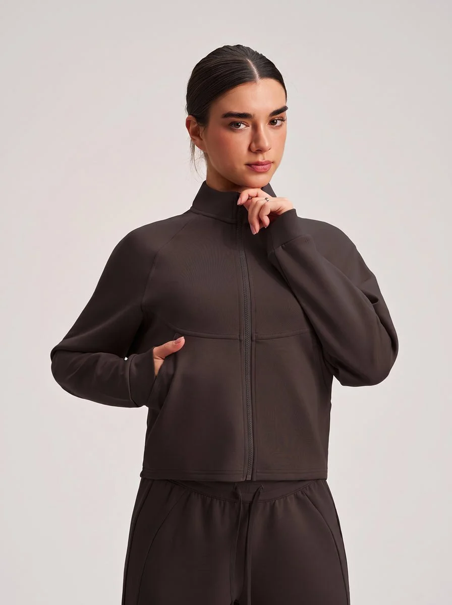 Cropped Stand Collar Athletic Jacket - Imagen 8