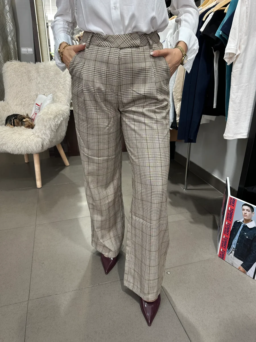 Pantalón Tiffosi traje cuadros burdeos - Imagen 2