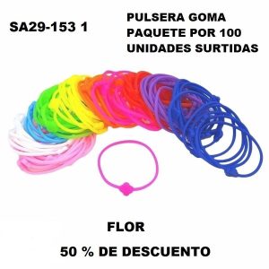 SA29-153 01 PULSERA GOMA FLOR 50% DE DESCUENTO PAQUETE POR 100