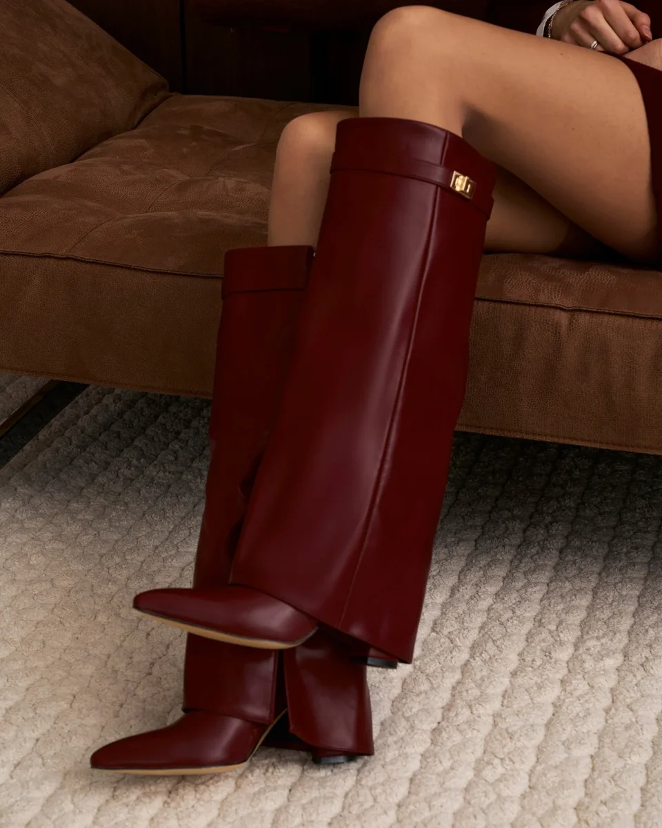 Botas altas de Piel Vegana Premium Lavista - Burdeos - Imagen 7