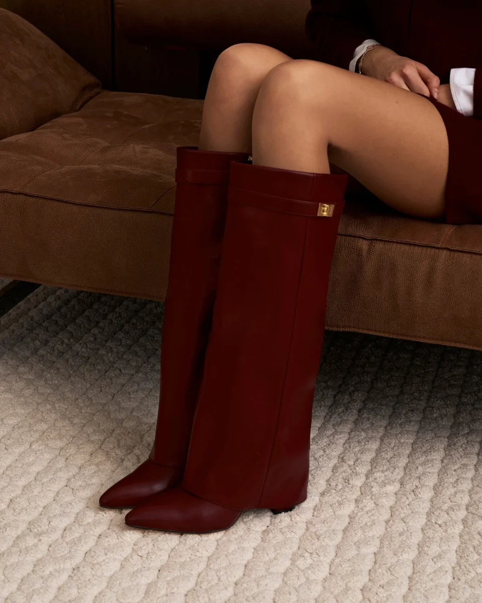 Botas altas de Piel Vegana Premium Lavista - Burdeos - Imagen 3