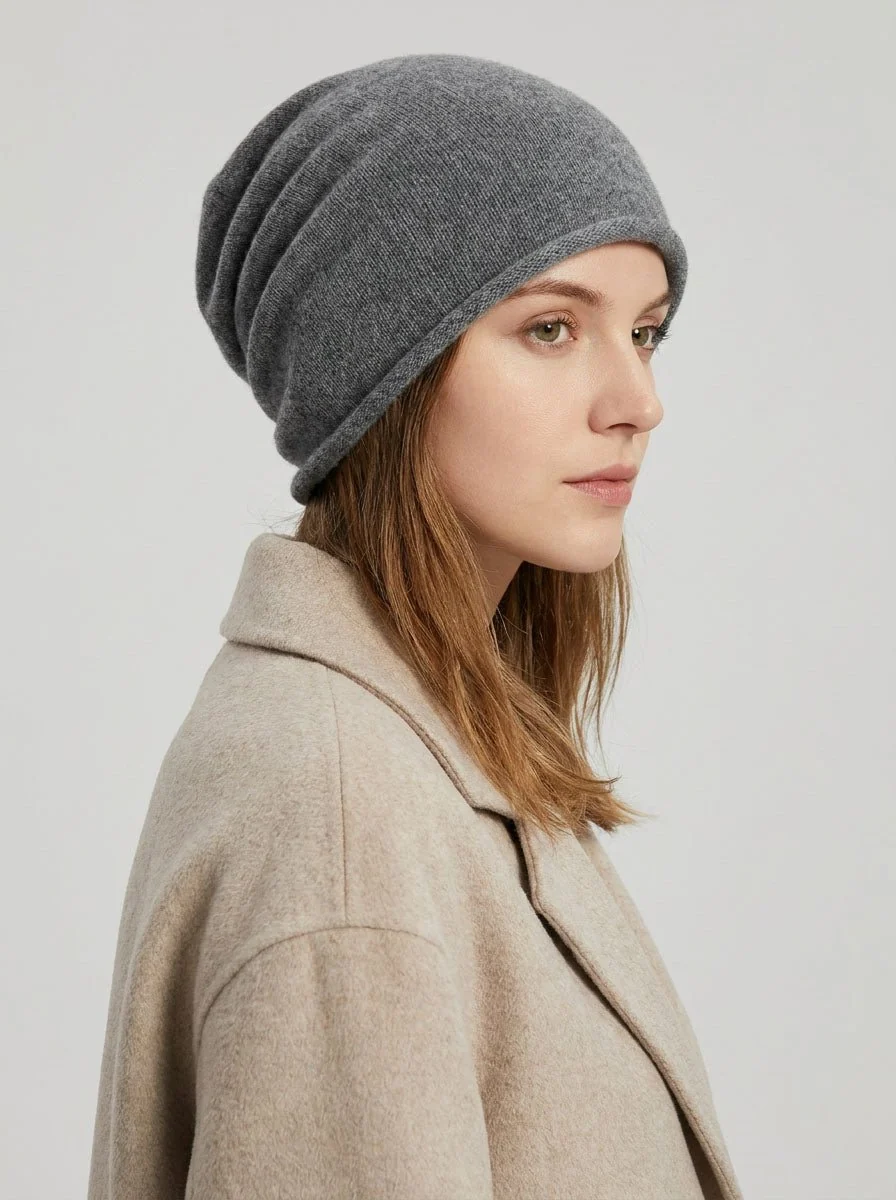 Women Pure Cashmere Slouchy Beanie Hat - Imagen 7