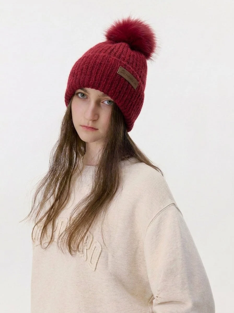 Women Cashmere Blend Pom Knit Beanie Hat - Imagen 6