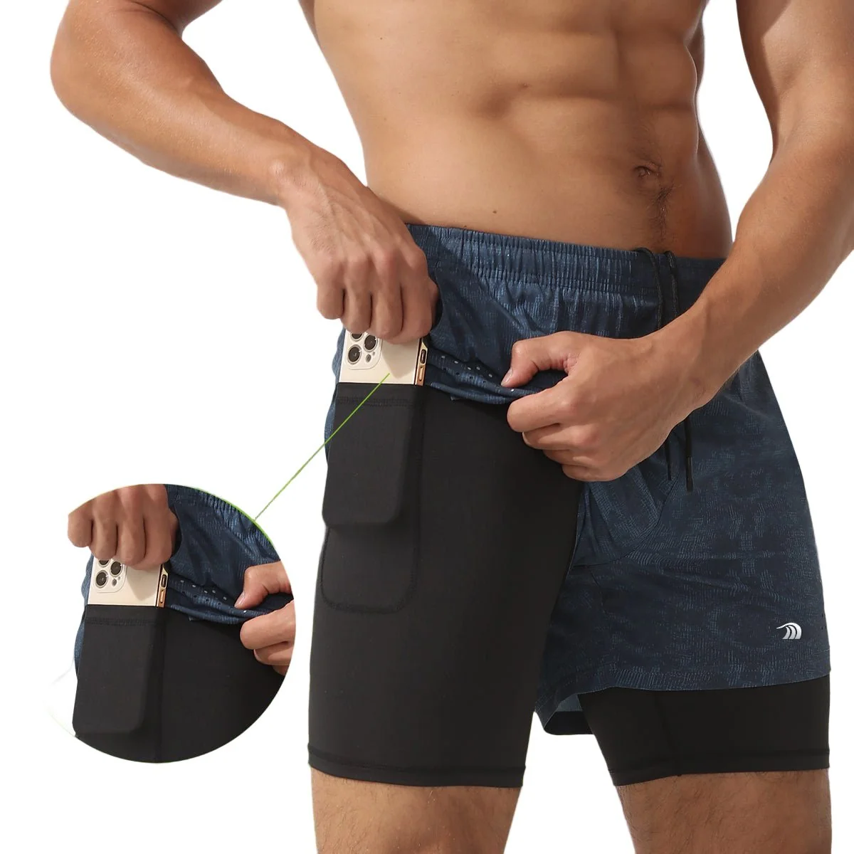 Double Layer Printed Sports Shorts - Imagen 7