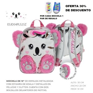ESJD04PLS25Z MOCHILA DE «12» DETALLES EN PELUCHE Y