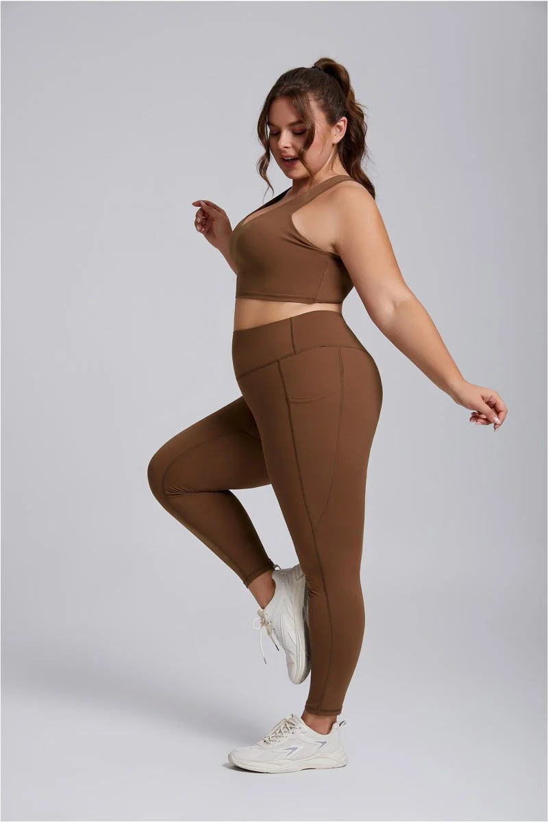 Plus Size Side Pocket Yoga Leggings - Imagen 9