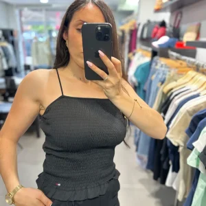 Top Tommy panel de abeja negro