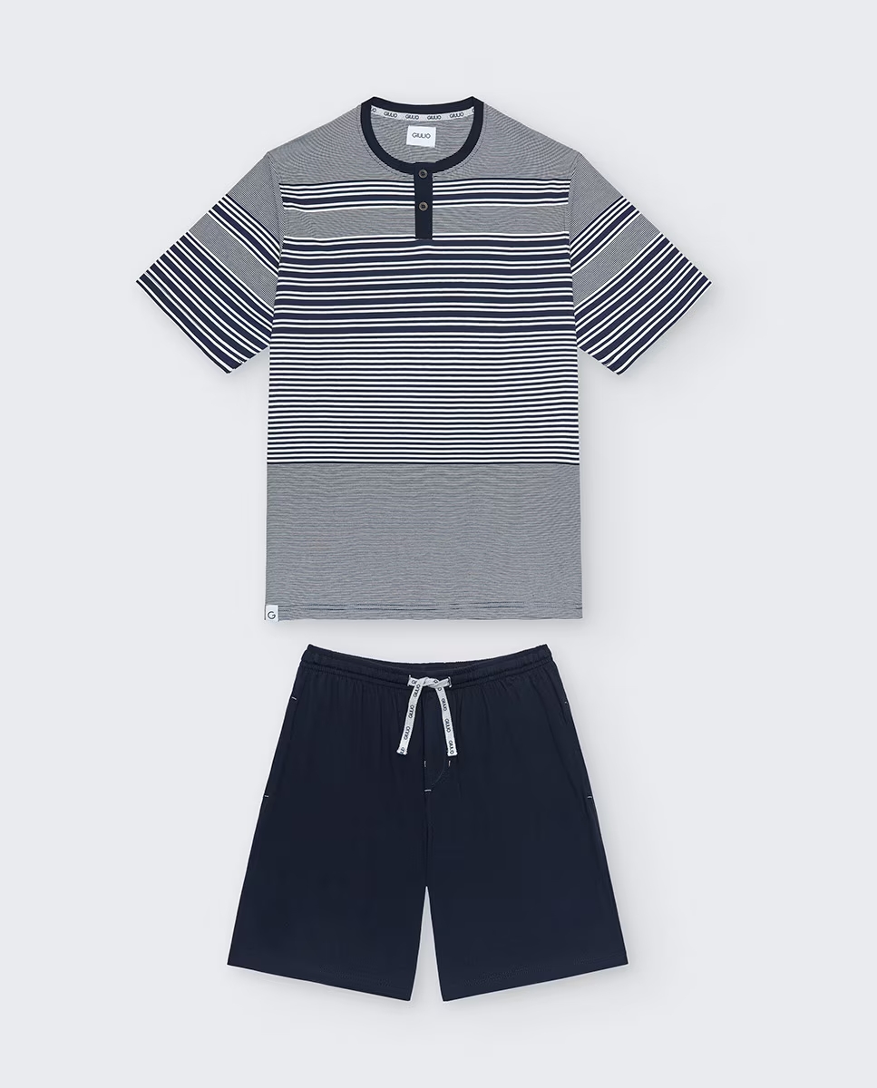 Pijama de Verano Punto Corto Azul Marino Giulio - Imagen 4