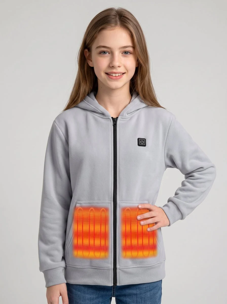 Girls Grey Heated Hoodie - Imagen 4