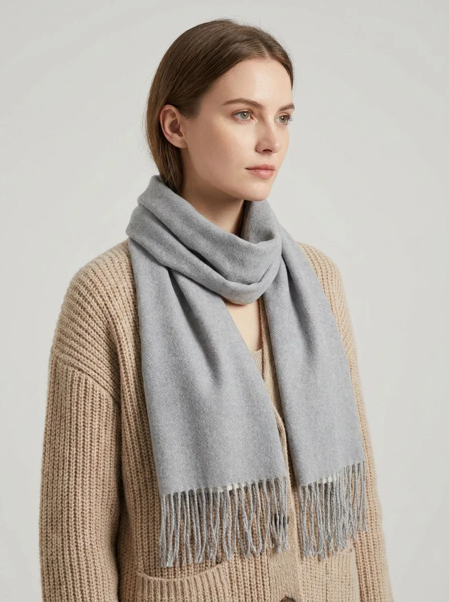 Women Ladies Solid Fringe Scarf - Imagen 6