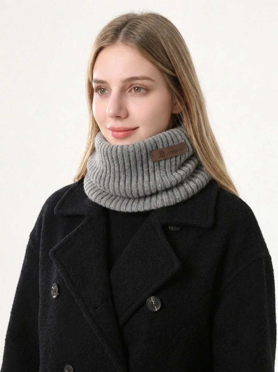 Women Rib Knit Neck Gaiter - Imagen 7