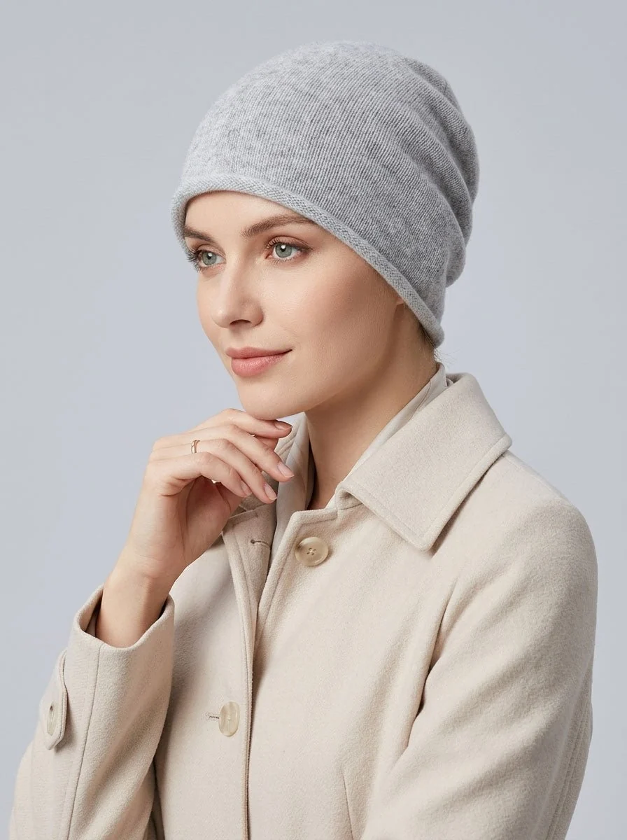 Women Pure Cashmere Slouchy Beanie Hat - Imagen 6