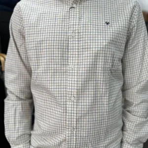 CAMISA SILBON CUADROS CAMEL Y AZUL