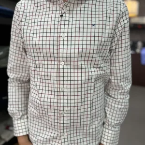 CAMISA SILBON CUADROS BURDEOS