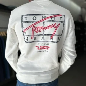 SUDADERA TOMMY LOGO ESPALDA BLANCA