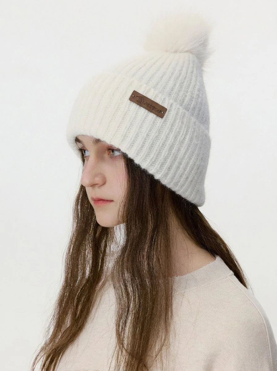 Women Cashmere Blend Pom Knit Beanie Hat - Imagen 5