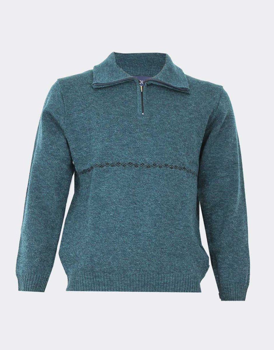 Jersey polo para hombre punto grueso jaspeado con cenefa fina en la parte del pecho - Imagen 3