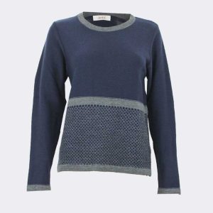 Jersey mujer punto cuello redondo, parte inferior franja nido de abeja