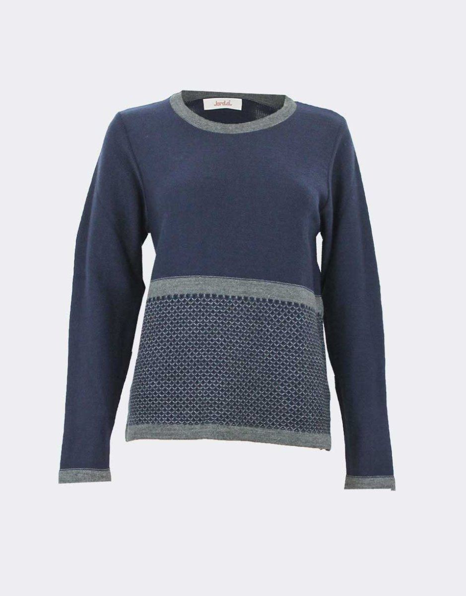 Jersey mujer punto cuello redondo, parte inferior franja nido de abeja