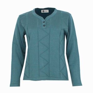 Jersey mujer punto acrílico cuello lágrima formas geométricas en relieve