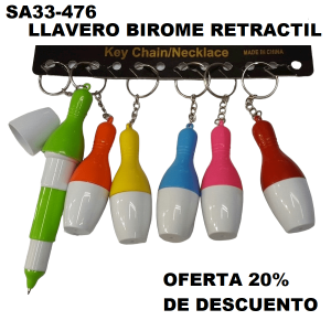 SA33-476 LLAVERO LAPICERA BOWLING 20% DE DESCUENTO MINIMO 12 UNIDADES