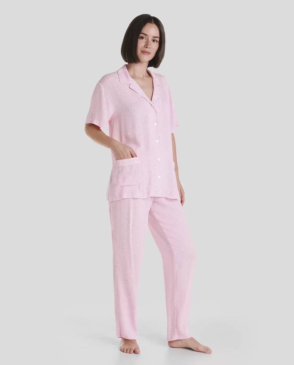 Pijama Mujer Largo Jaquard Topitos de Lohe. V253169 - Imagen 2