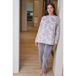 Pijama Mujer Coralina Estampado Corazones de Muslher. 256640