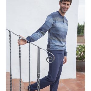 Pijama Invierno Hombre Cuello Abierto de Muslher. 235624.