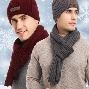 Men’s Knitted Hat Scarf Gloves Set