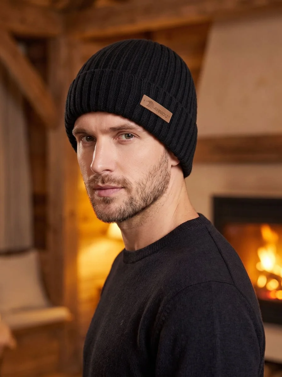 Men Rib Knit Beanie Hat