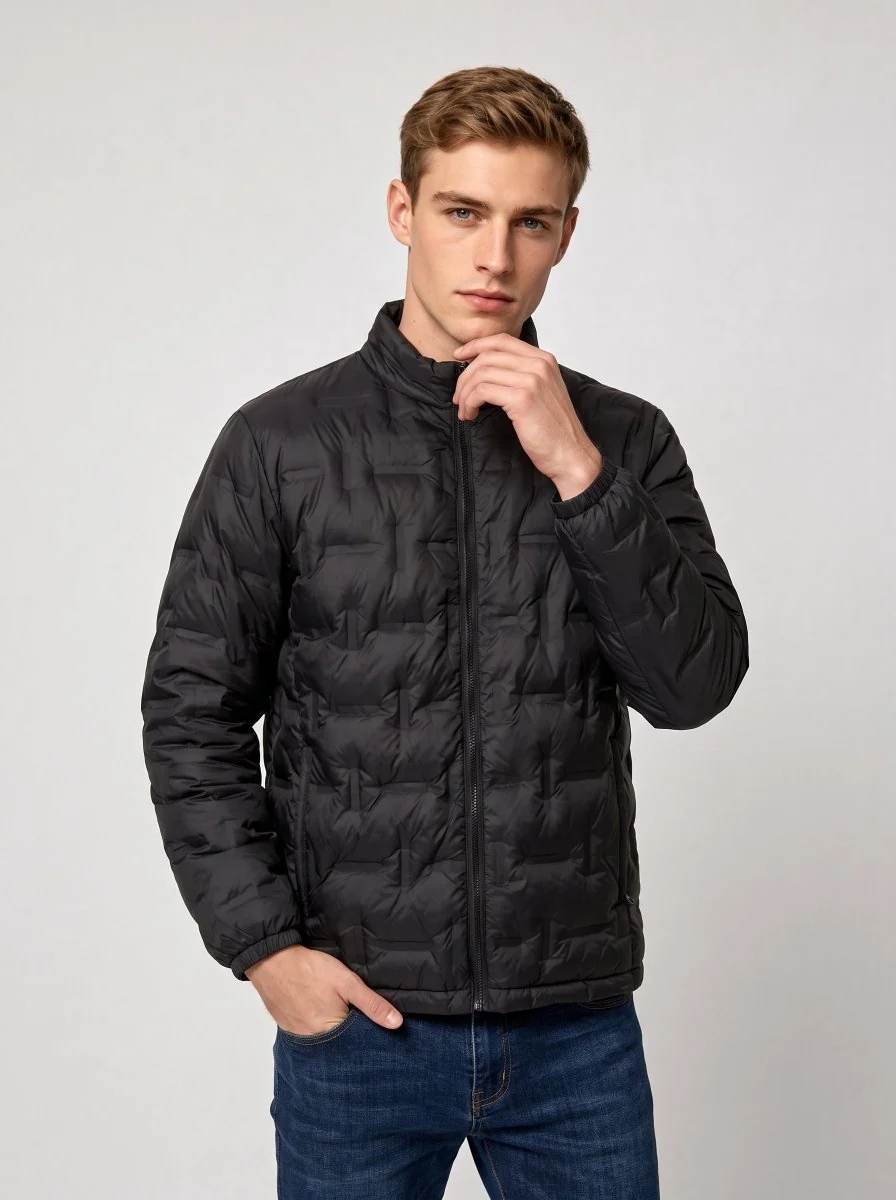 Black Heated Duck Down Jacket - Imagen 3