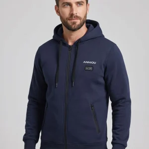 Men's Navy Blue Zip Heated Hoodie