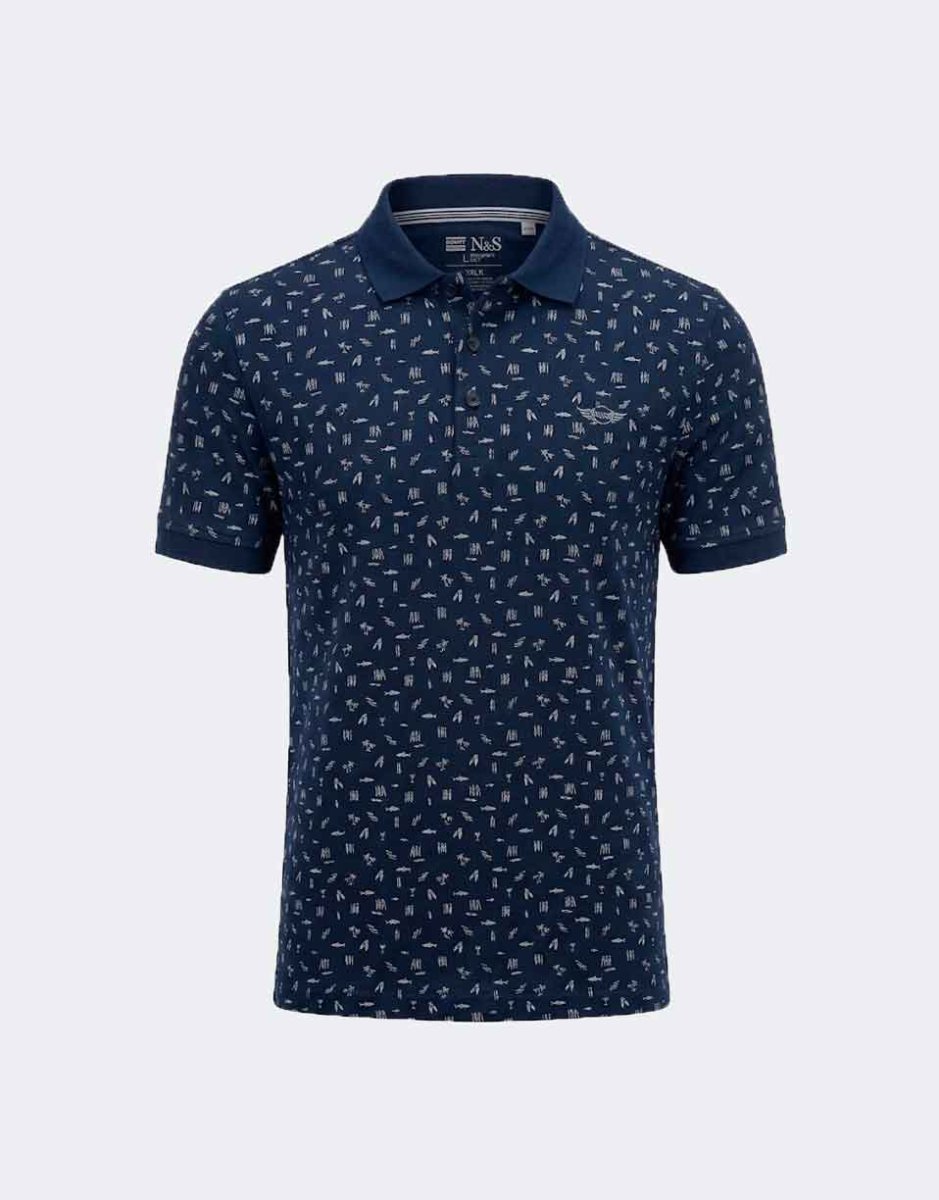 Polo manga corta hombre marino con dibujitos playeros