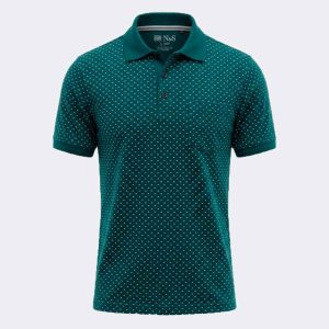 Polo de hombre manga corta con bolsillo color verde con pequeña muestras
