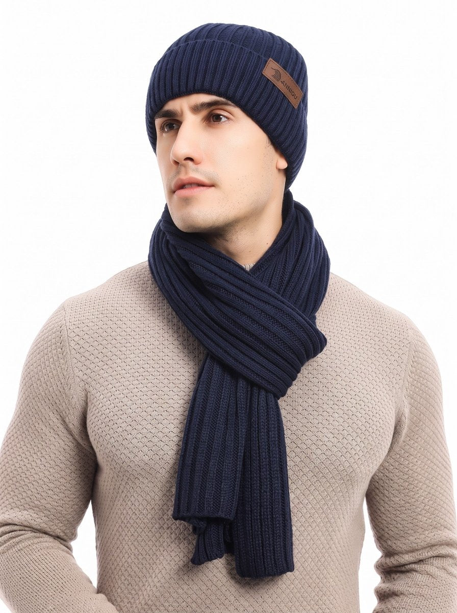 Men’s Knitted Hat Scarf Gloves Set - Imagen 7