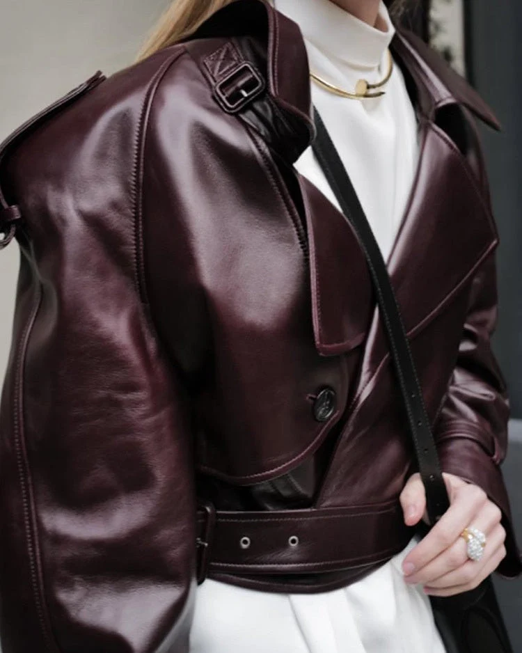 Chaqueta Biker Corta de Piel Sintética - Imagen 4