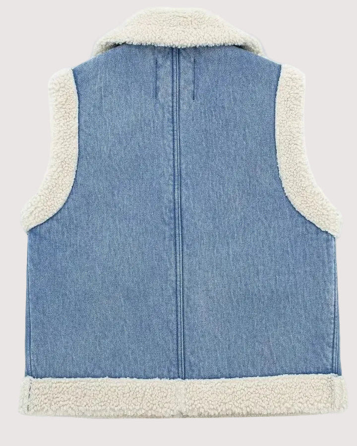 Chaleco de Denim con Interior de Efecto Lana - Denim Sherpa - Imagen 4