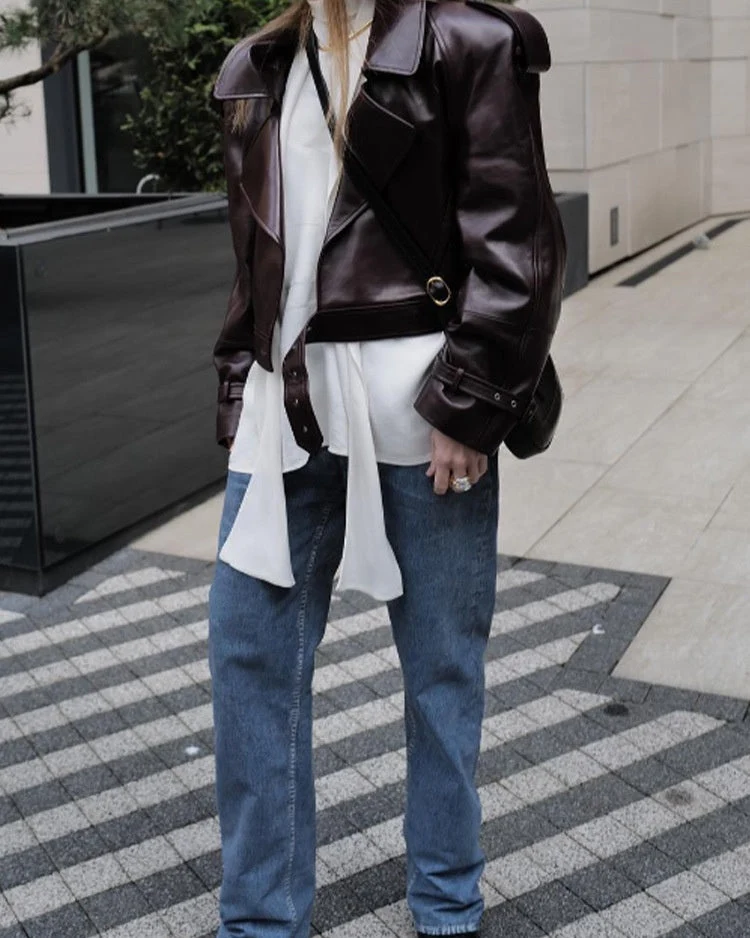 Chaqueta Biker Corta de Piel Sintética - Imagen 5