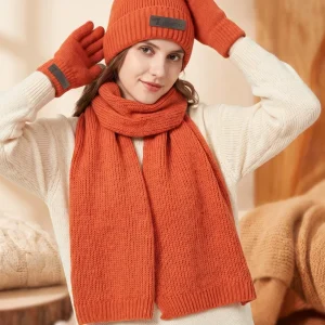 Knitted Beanie Hat Scarf Gloves Set
