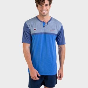 Pijama Massana hombre manga corta azul y gris.