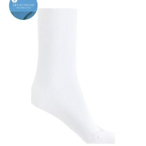 Calcetines de Algodón Mercerizado de Canalé – Antialérgico. Color Blanco. Punto Blanco