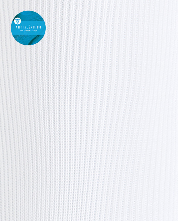 Calcetines de Algodón Mercerizado de Canalé – Antialérgico. Color Blanco. Punto Blanco - Imagen 3