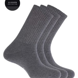 Pack 3 Pares Calcetines de Algodón Sport con Puño Americano – Basix de Punto Blanco. 14941